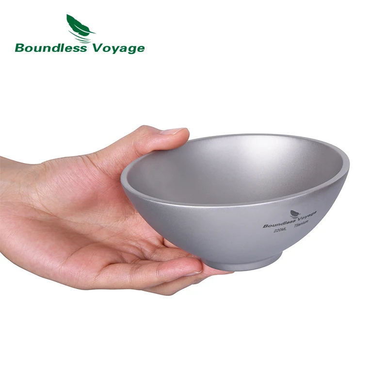 Imagem -05 - Boundless Voyage Boundless Voyage Salada de Titânio Ramen Bowl Louça de Cozinha Talheres de Parede Dupla 220ml 450ml