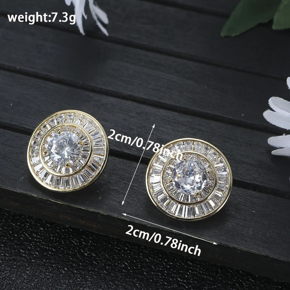 Luxury and minimalist round women's wedding party cubic zirconia Dubai UAE daily earrings E1615