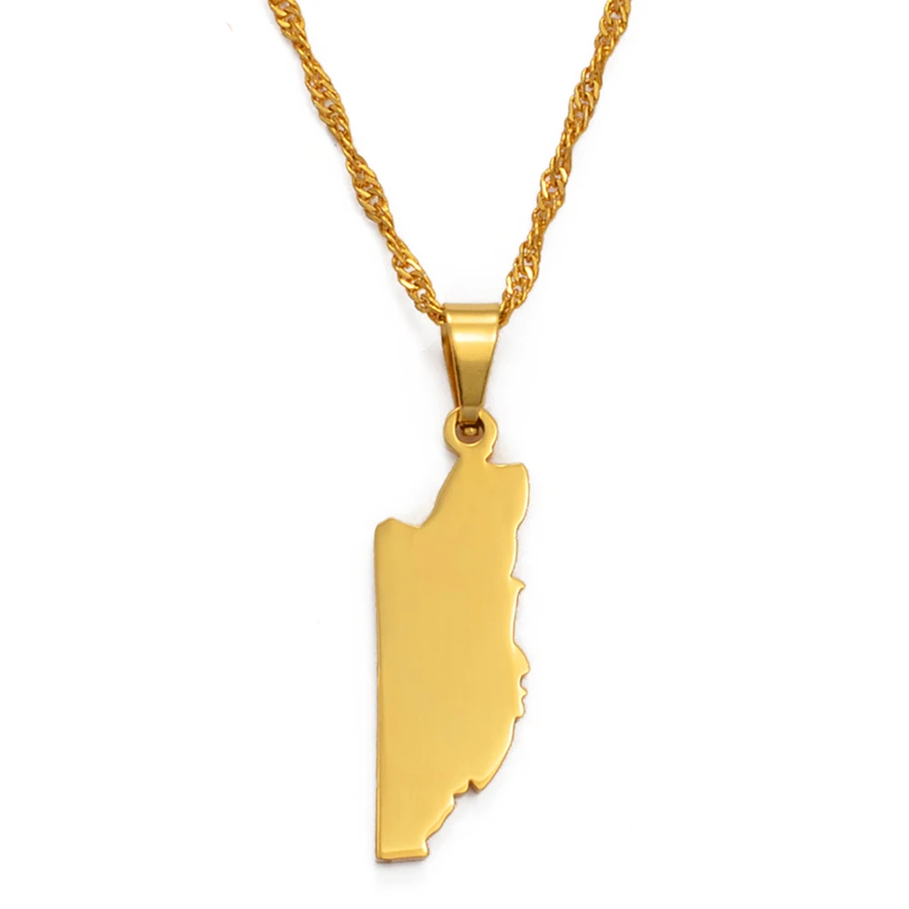 Anniyoc Belize Map Pendant & Necklaces for Women Silver Color/Gold Color Charm Belize's Maps Jewelry Patriotic s #023421