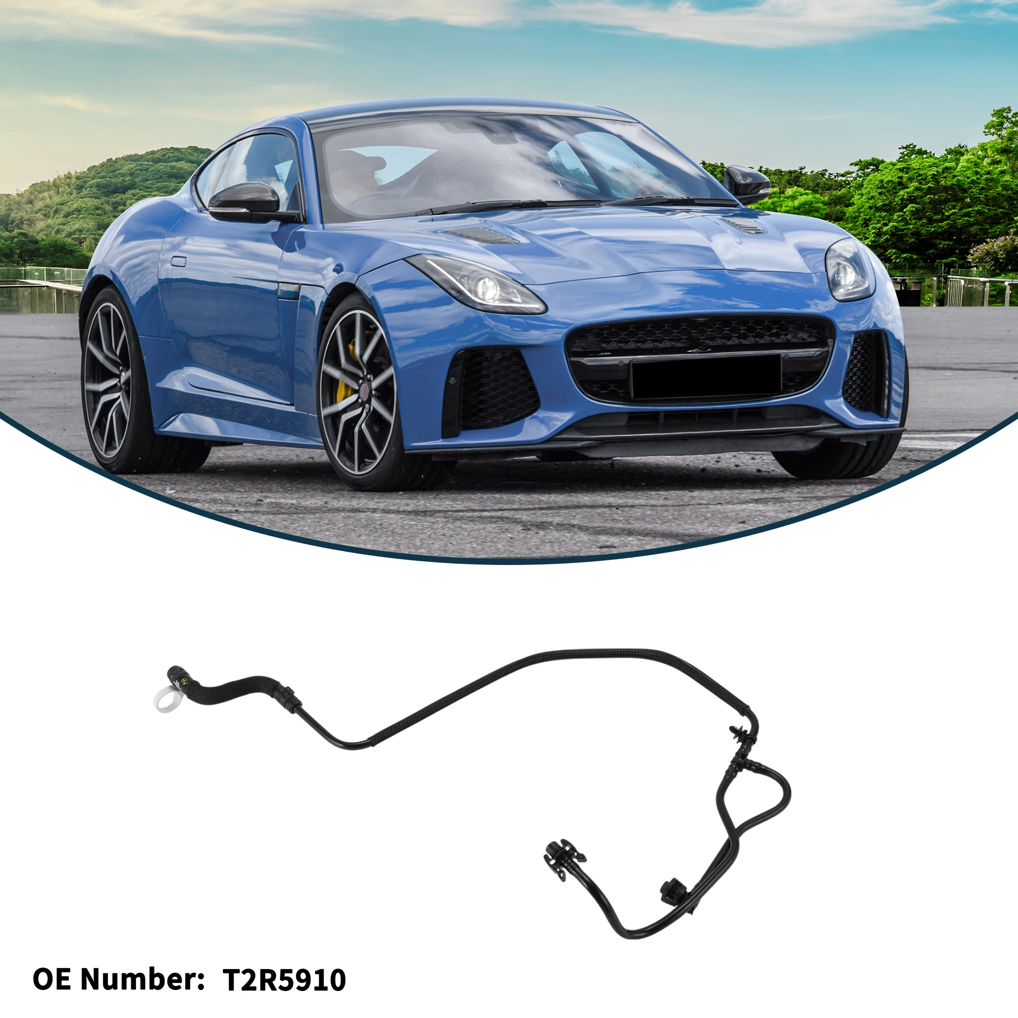 Uxcell mangueira do aquecedor da mangueira do radiador no. t2r5910 para jaguar f-type 2014-2021 tubo líquido de refrigeração de plástico preto 1 pc