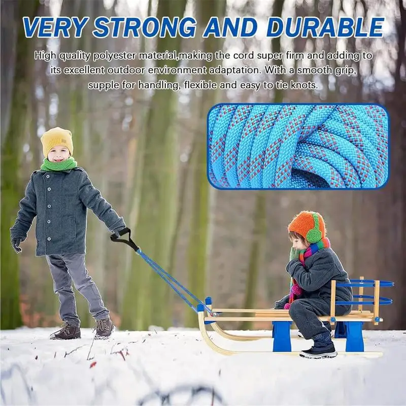 Sled Rope Winter Sled Pull Rope Set 13FT Thick Sled Strap For Pulling Children Sled Drag Rope Winter Sled Pull Rope Set Strong