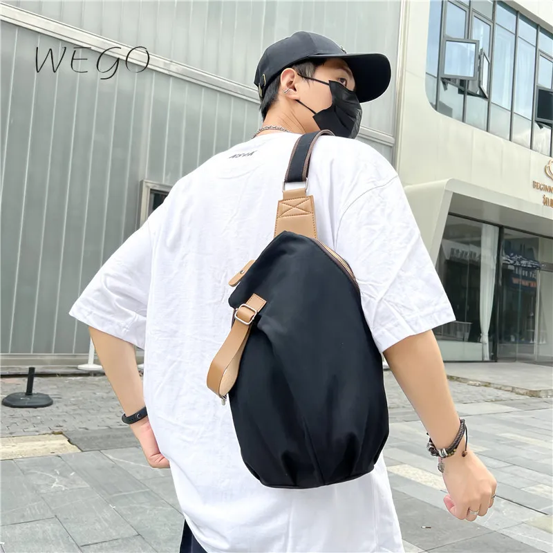 

Korean Version Large-capacity shoulder Diagonal Riding Bag for Women's Sports Leisure Simple Portable Canvas Chest Bag for Men