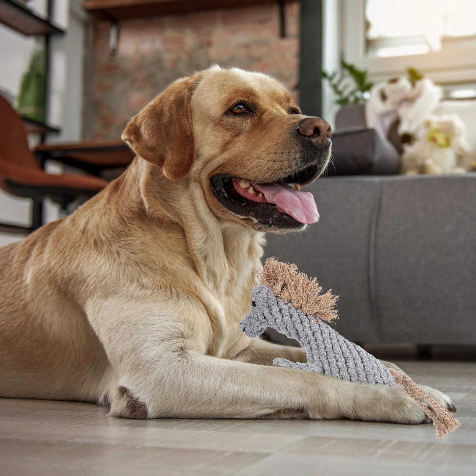 

Cotton Rope Dog Toys Durable Chew Tiny Teething Horse Shape Squeaky Cleaning Pet Plaything Molar Teeth Interactive Toy