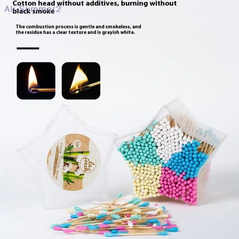 500Pcs/Box Color Double-headed Cotton Swab Clean Sanitary Swab For Makeup Remover Ears Cotton Swabs Cosmetic Tool