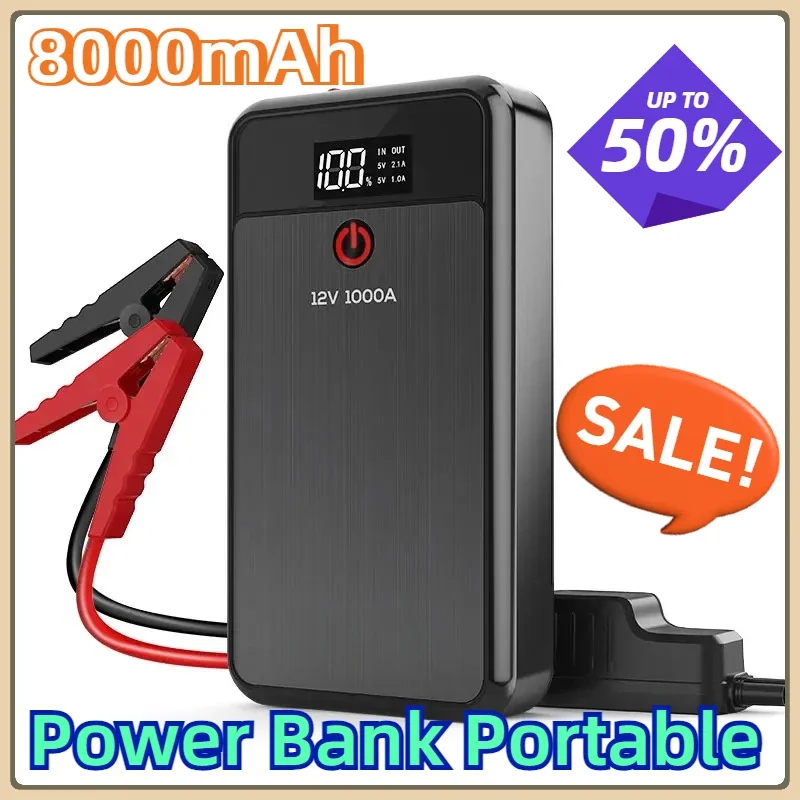 

1000A 8000mAh Power Bank Portable Charger 12V Battery Jump Starter LED Light Car Starting Device AIR Jump Starter