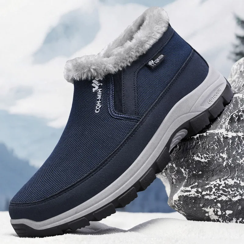 Winter Men's Shoes Velvet Warm Snow Shoes Winter Mens Slip on Loafers Outdoor Casual Cotton Shoe Fluffy Fur Shoes Zapatos Hombre