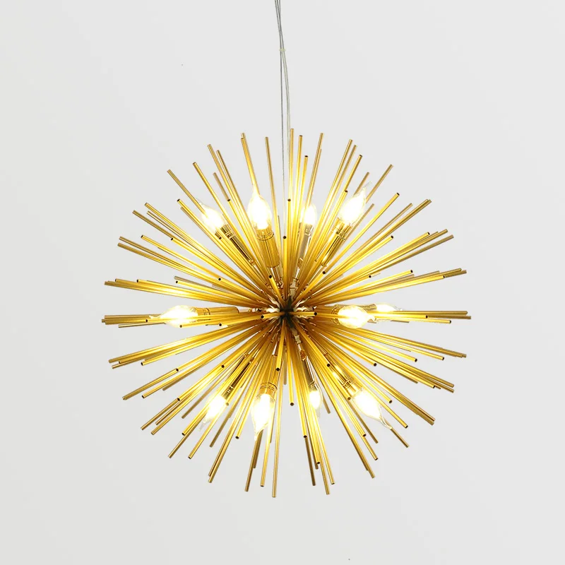 Post-modern  Gold Pendant Lights Living Room Bedroom led radiation sphere art Personality design pendant lamp