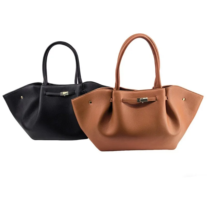 2026 New Tote Bag with Large Capacity, Niche Design, High-end Feel, Wing Bag, Dumpling Bag, Lychee Patterned Handbag