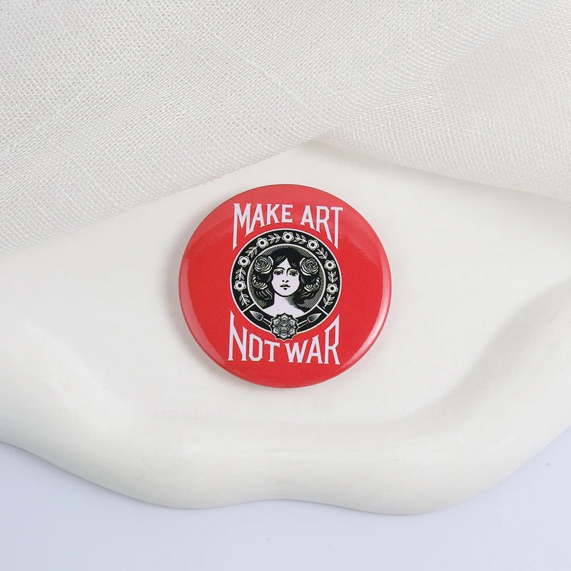 MAKE ART NOT WAR Enamel Pins Retro Artistic Metal Brooches Fashion Lapel Badge Backpack Clothes Jewelry Gift for Friends