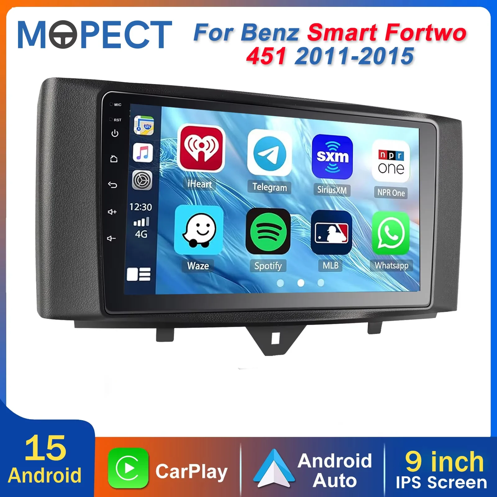 MOPECT für Mercedes-Benz Smart Fortwo 451 2011–2015 Android 15 Autoradio 4+64G/ 6+128G CarPlay GPS Bluetooth RDS FM DAB+ Stereo