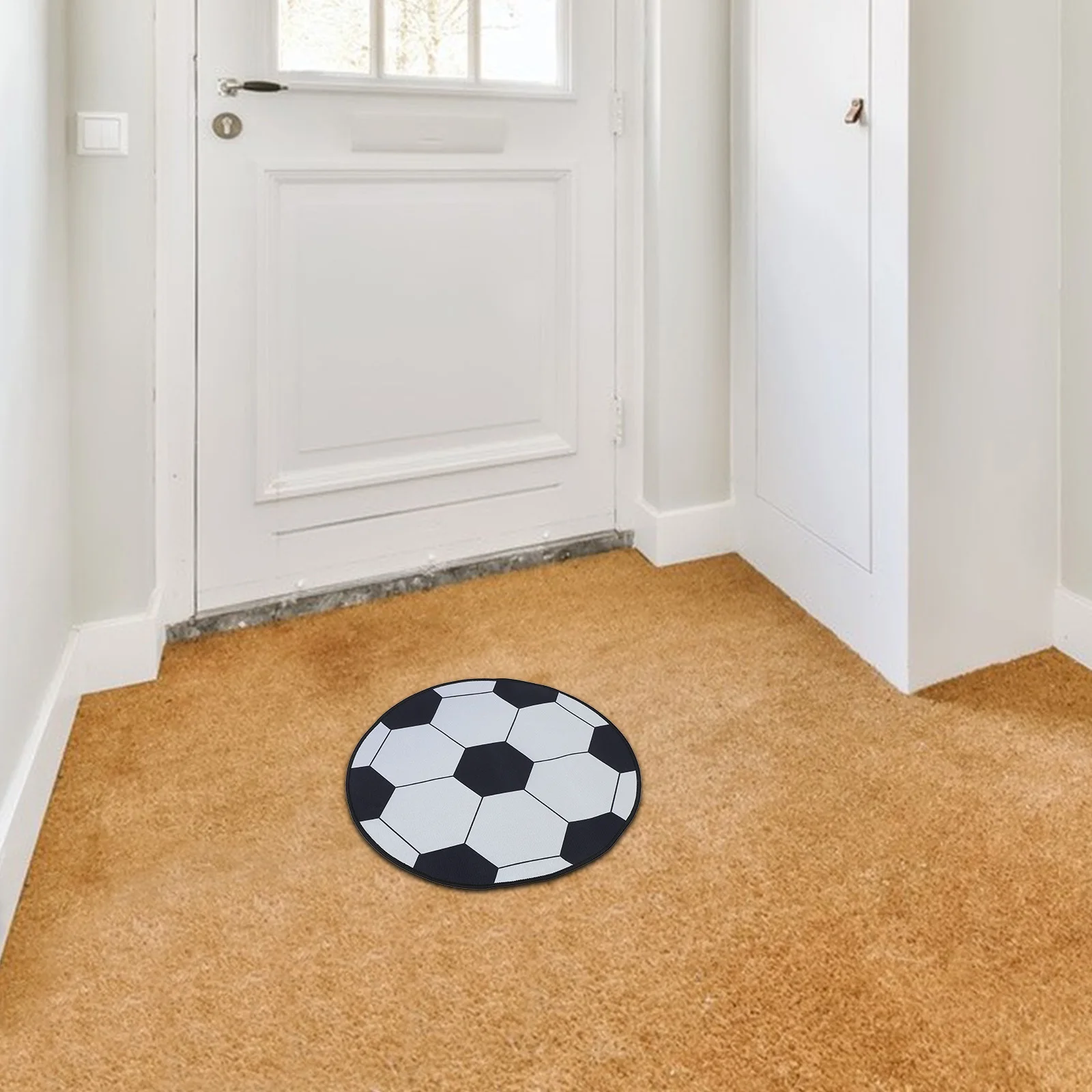 Football Rug for Round Area Soccer Carpet Chair Mat Indoor Floor by