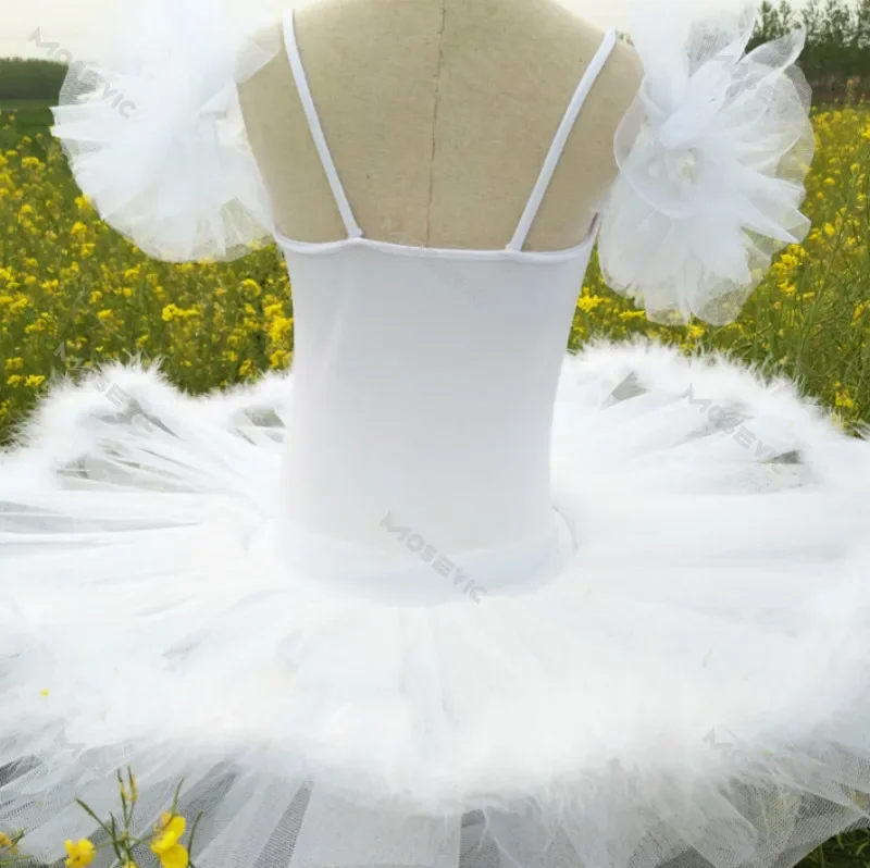 Professional Ballet Tutu Pancake Children White Swan Lake Ballet Costume Kids Danse Girls Feather Ballerine Tutu Skirts