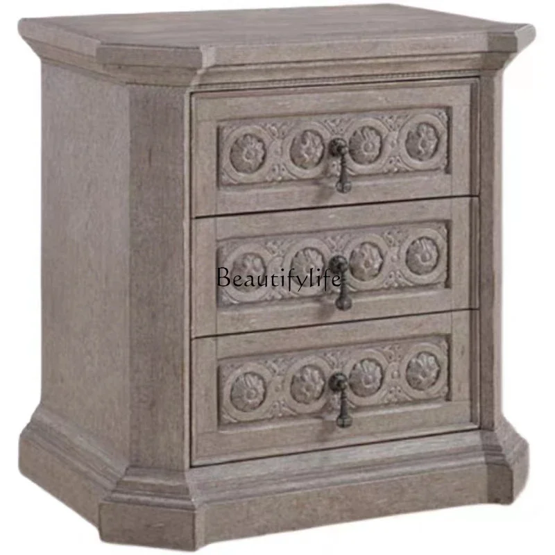 

ls 27*Art Architecture Revival Bedside Locker Solid Wood Bedroom Six Bucket Cabinet