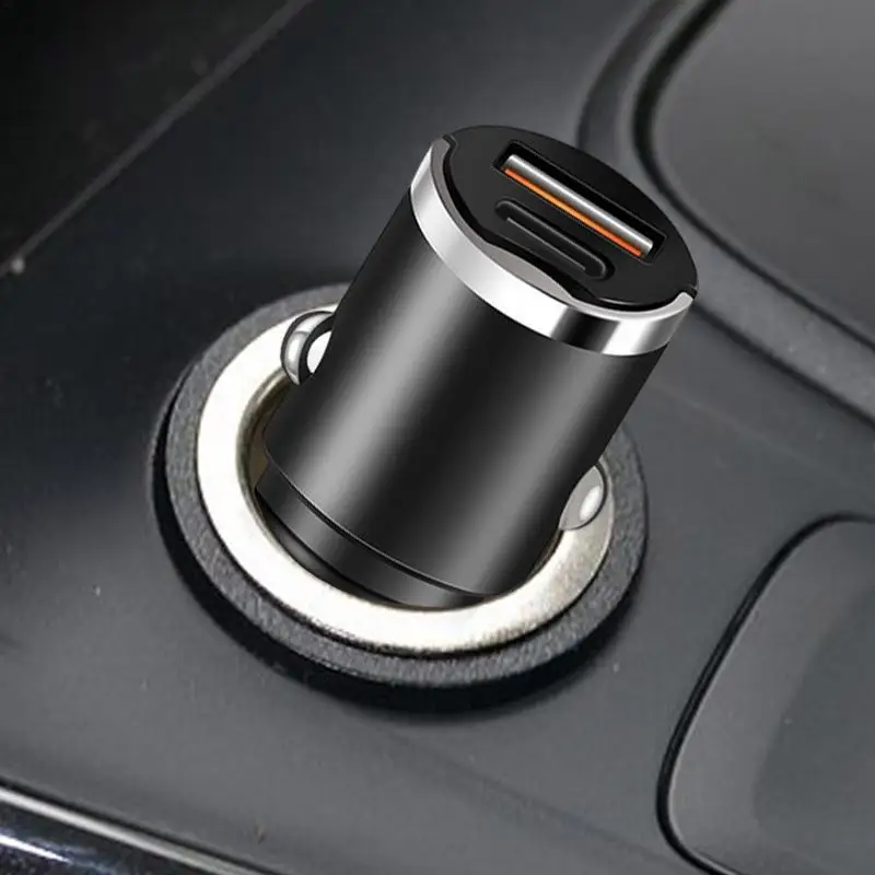 Two Port Car Charger Car Charger Adapter Multifunctional USB Small Concealed Pull Ring Charger Two Port Fast Charging Charger