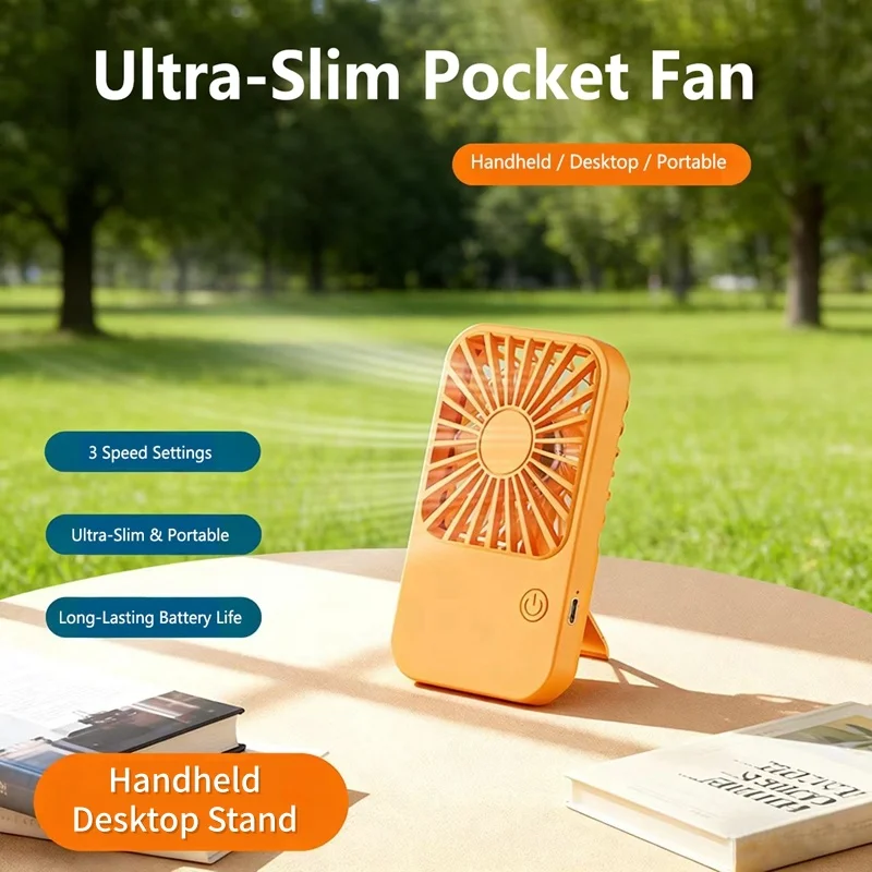Rechargeable Handheld Pocket Mini Fan Portable Personal Cooling Fan Multifunctional Desktop Small Fan For Outdoor Office Daily