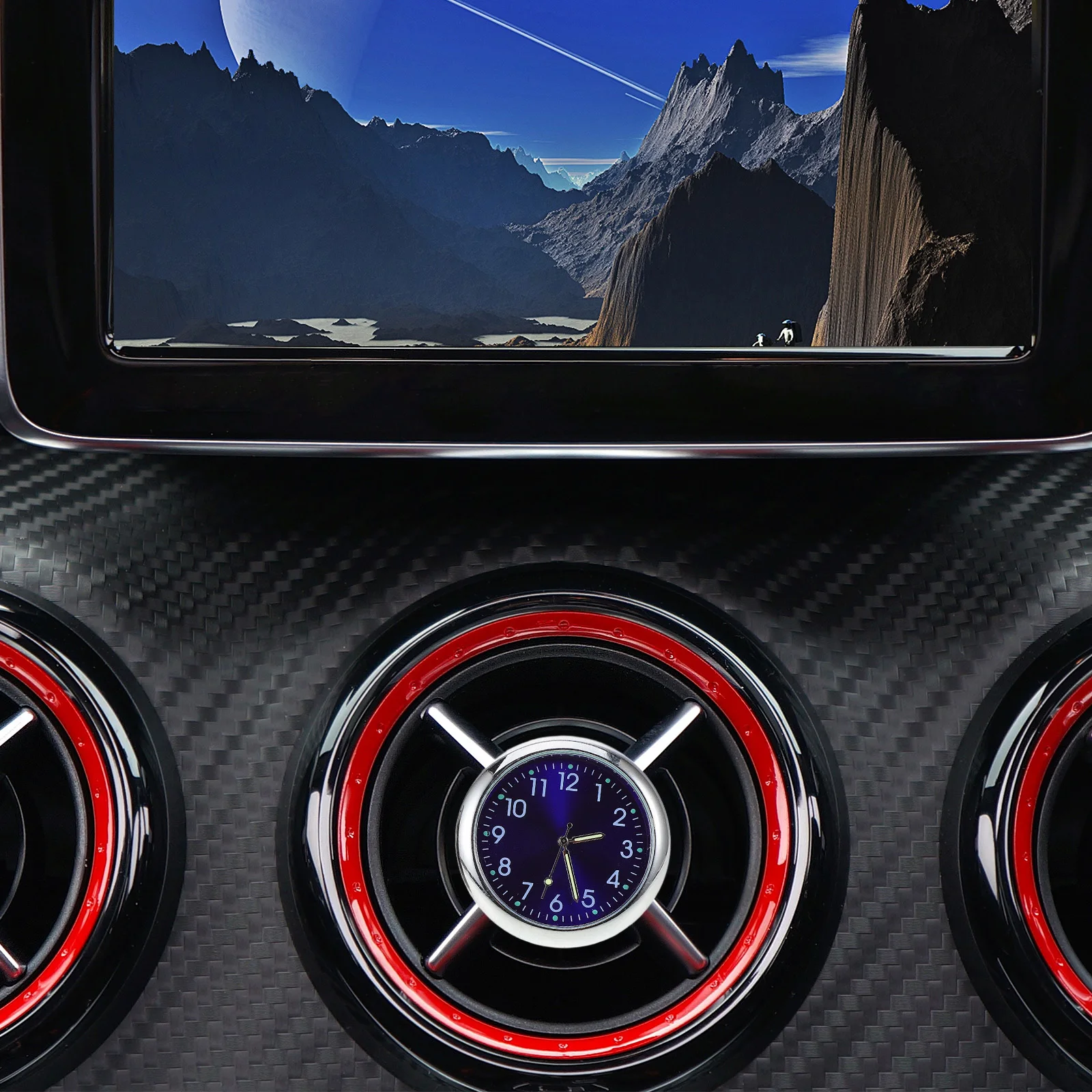 

2 Pcs Luminous Clock Car Interior Vent Air Decoration Number Dashboard Alloy Ornament Clocks