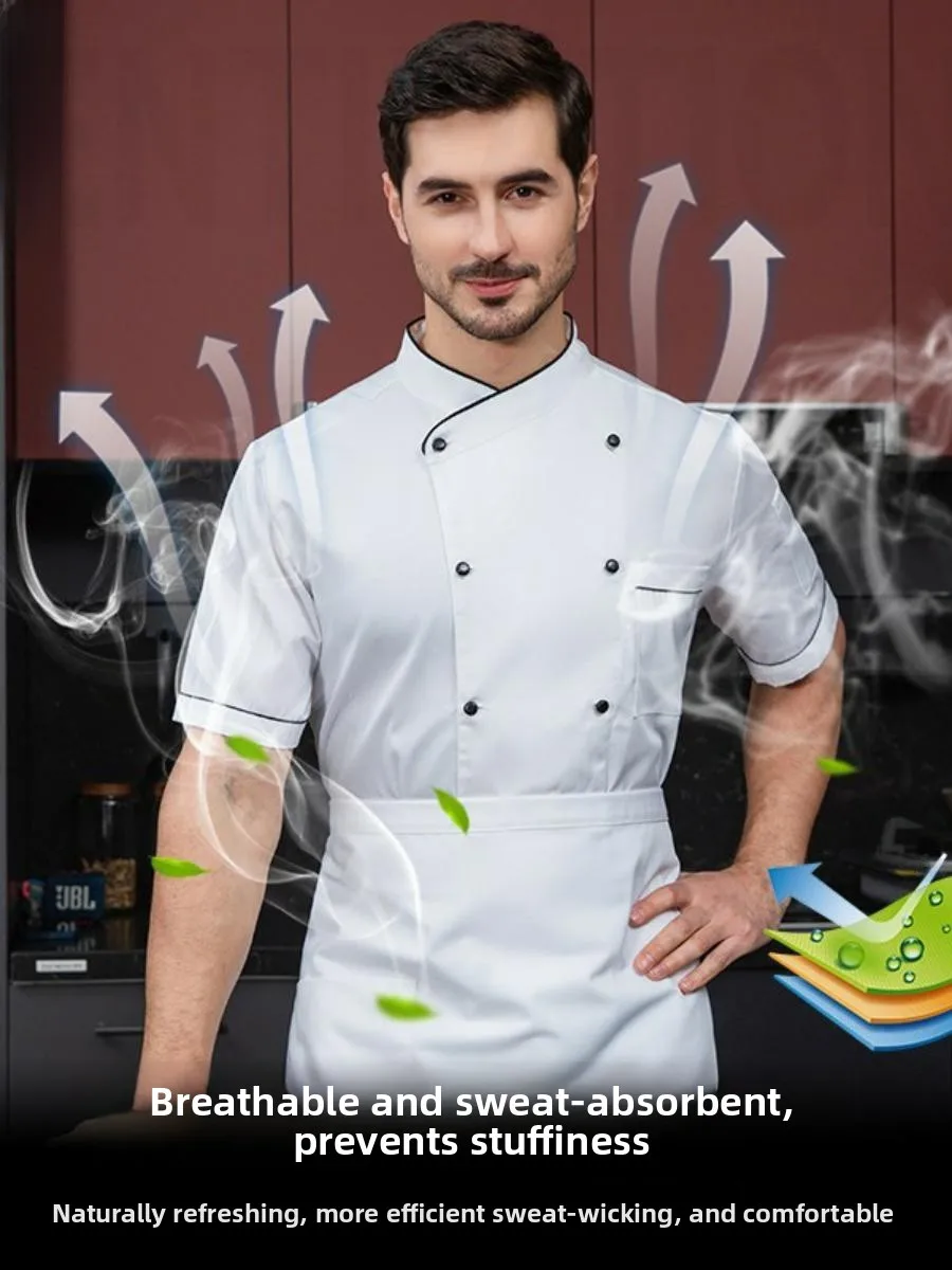 

Lightweight ort Sve Chef Work orms Breathable Restaurant Fast Food Kitchen Faionable Men's Spring Workwear irt