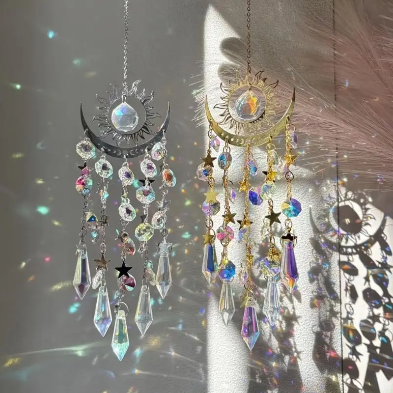 

A0KE Crystal Wind Chimes Moon Catching Wind Chimes Creative Sun Catcher Wind Chimes