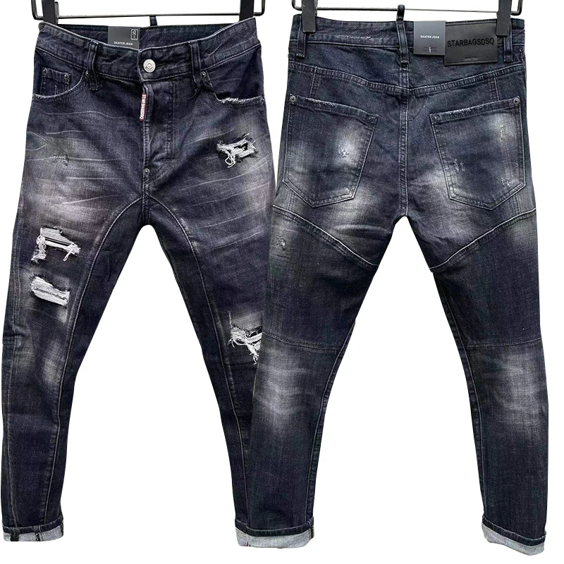 

Starbags DSQ T160 Ripped Men's Jeans Stylish Slim, frayed, ripped patches, tiny legs jeans for men