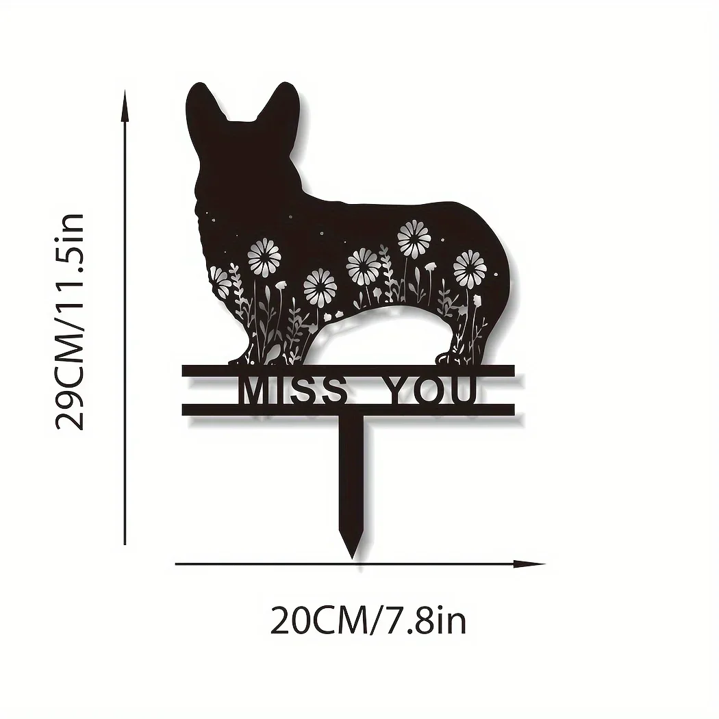 CIFBUY Decoration 1pc Corgi Memorial Stake Sign, Pet Grave Markers Sign, Metal Sign with Stake, Pet Loss Gift, Sympathy Sign, Ya