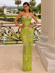 VC Semi Sweetheart Neckline Wedding Dress Sparkly Beads Sequins Crystal Butterfly Shape Details Rhinestone Straps Evening Gowns