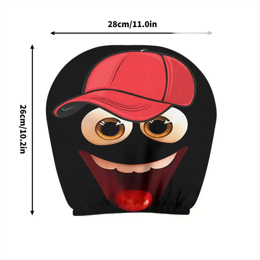2pcs Elastic Non Filling Cartoon Big Eye Red Baseball Cap Car Headrest Covers Festival Gifts for Daily Commuting Car