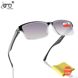 Men Reading Glasses For Sight Gradient Grey Lens Anti UV400 Glass Spectacles Gafas Lectura Retro +1 +1.25 +1.75 2 2.25 2.75 3.25
