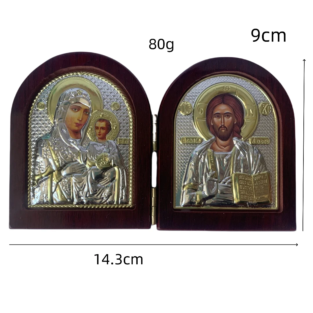 Jesus Wood Icon Double Virgin Mary Statues Religious Christmas Easter Home Decoration Church Gift