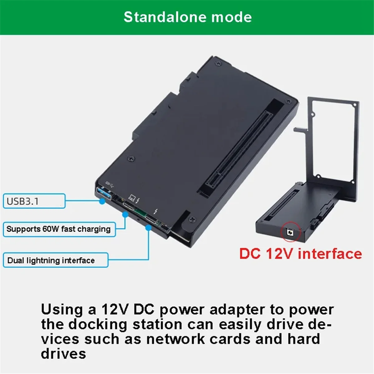 A10RR Laptop External Graphics Card GPU Dock for Thunderbolt 3/4 to PCIE Graphic Card for Laptop to External Video Card PD 60W