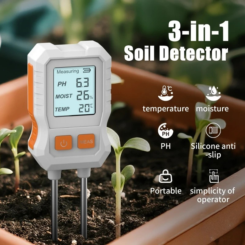 3‑in‑1 Digital Soil Tester PH Temperature Moisture Detector For Orchard Potted Soil Measurement