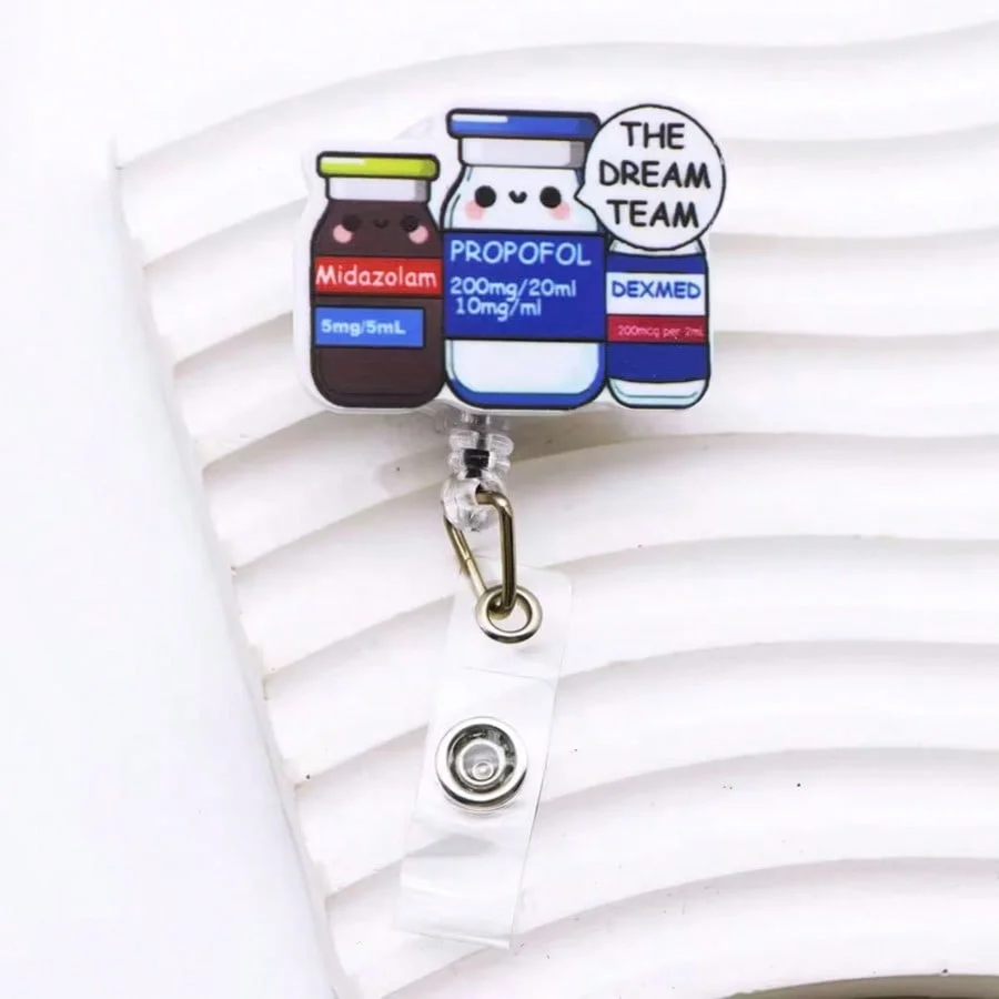 1pc Cute Medical Themed Retractable Badge Reel – Acrylic ID Holder for Doctors, Nurses, RN, LPN, Healthcare Staff