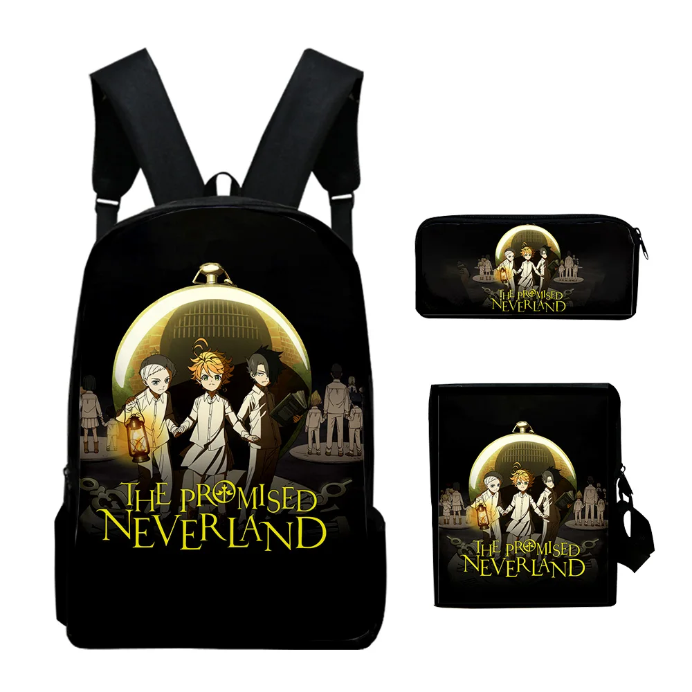 

Trendy Youthful The Promised Neverland 3D Print 3pcs/Set Student Travel bags Laptop Daypack Backpack Shoulder Bag Pencil Case