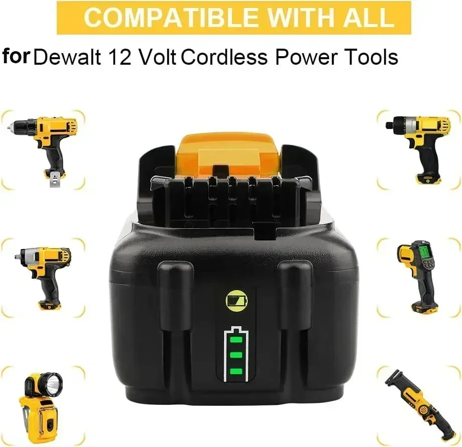 แบตเตอรี่ 12V 6000mAh สําหรับ DeWalt แบตเตอรี่ DCB120 DCB127 DCB121 DCB119 DCR020-GB DCF815D2 แบตเตอรี่เครื่องมือสําหรับ Dewalt