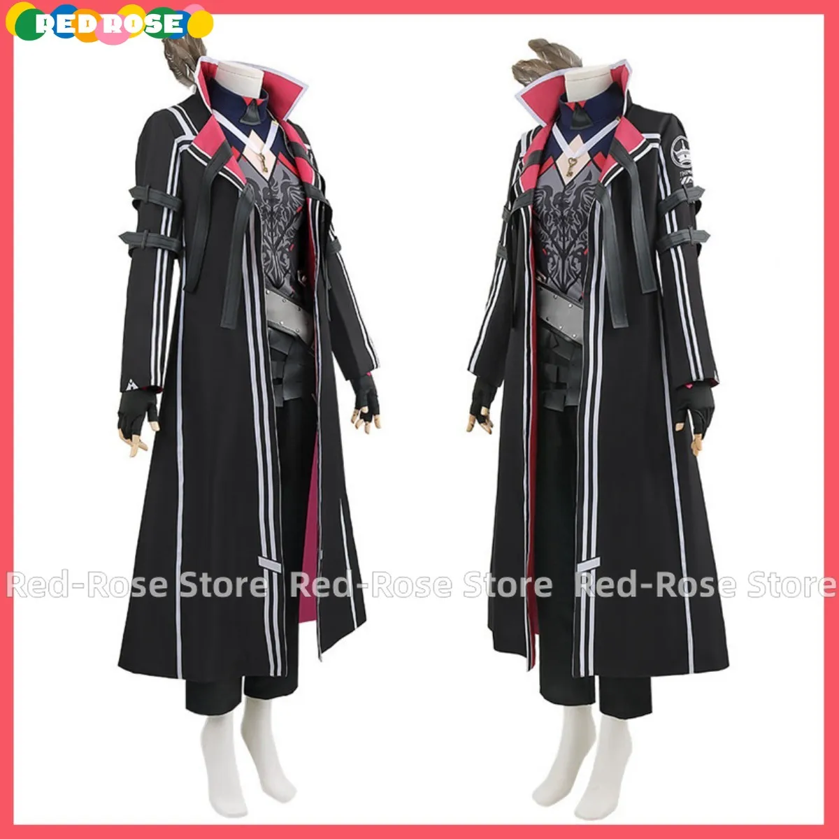 Anime Virtual YouTuber Lauren Iroas Cosplay Costume VTuber Black Long Trench Coat Uniform Full Set Wig Man Woman Christmas Suit