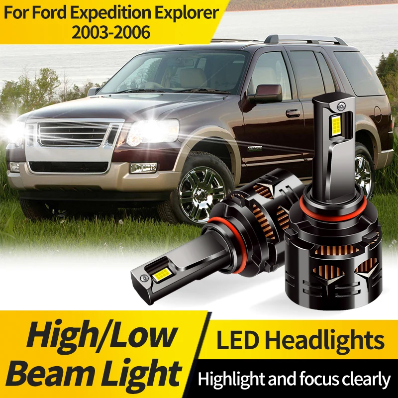 

2PCS Led Headlight Lamps 9005 HB3 Hi/Lo Beam White 9006 HB4 LED Bulbs For Ford Expedition Explorer 2003-2006 Car Headlight Bulbs