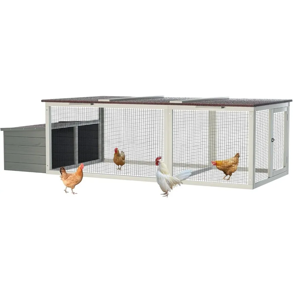 

85" large wooden chicken coop for 2-4 chickens, weatherproof hen house with nesting box, run, walk-in poultry cage with locks, o