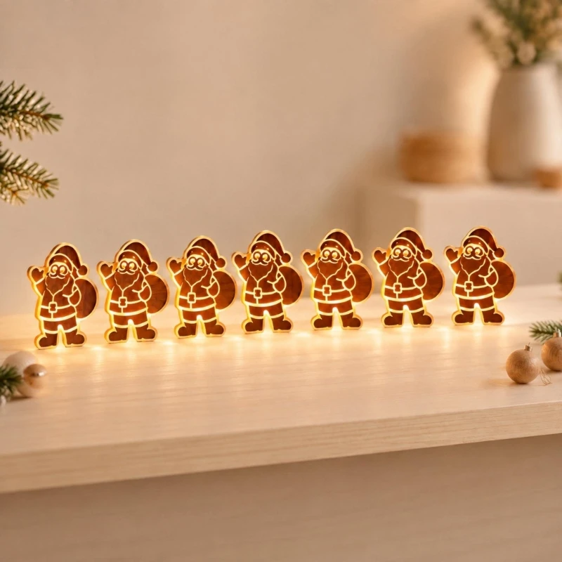 Christmas Scene Light with Construction and Button-Cell Operation for Warm Seasonal Home Holiday Display Rooms 37JD