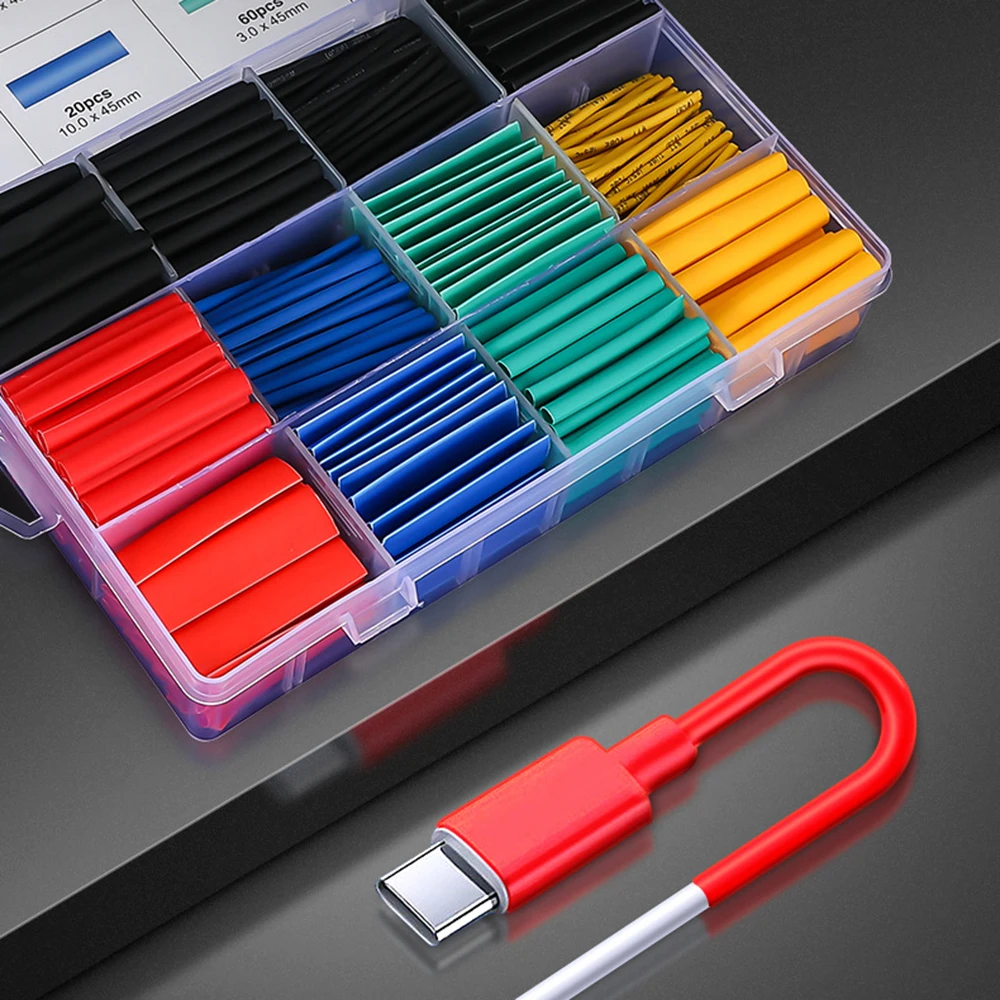 530 Pcs Heat shrink Tubing Thermoresistant Tube 2:1 Wrapping Kit Electrical Connection Wire Cable Insulation Sleeves