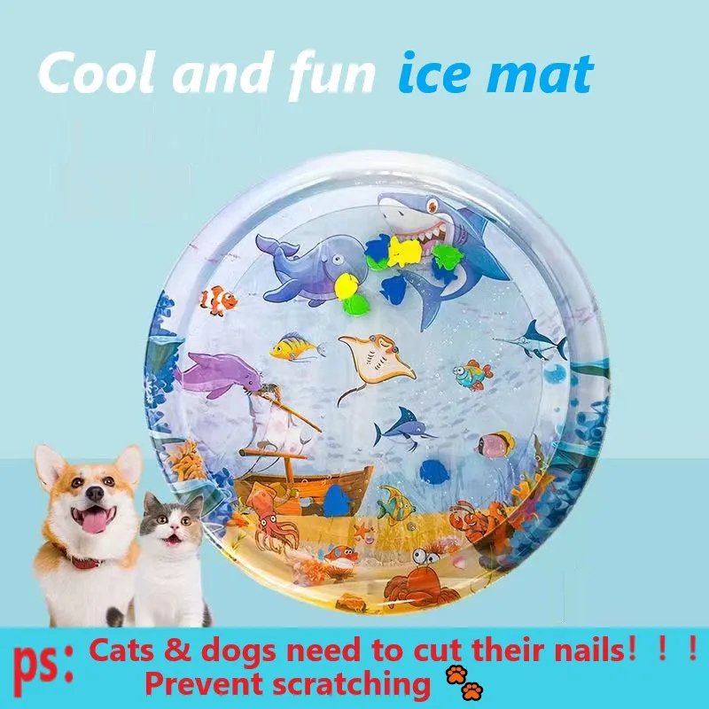 Water Sensory Play Mat Thickened Inflatable Water Mat For Cat And Dog Pet Playmat With Fish Sea Ocean Theme Sensory Toy Water