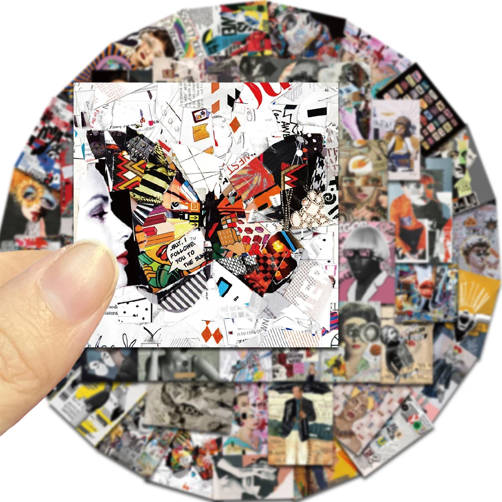 50PCS Modern Art Magazine Cover Stickers Scrapbooking Collage Material Phone Cases Skateboarding Helmets Waterproof Stickers