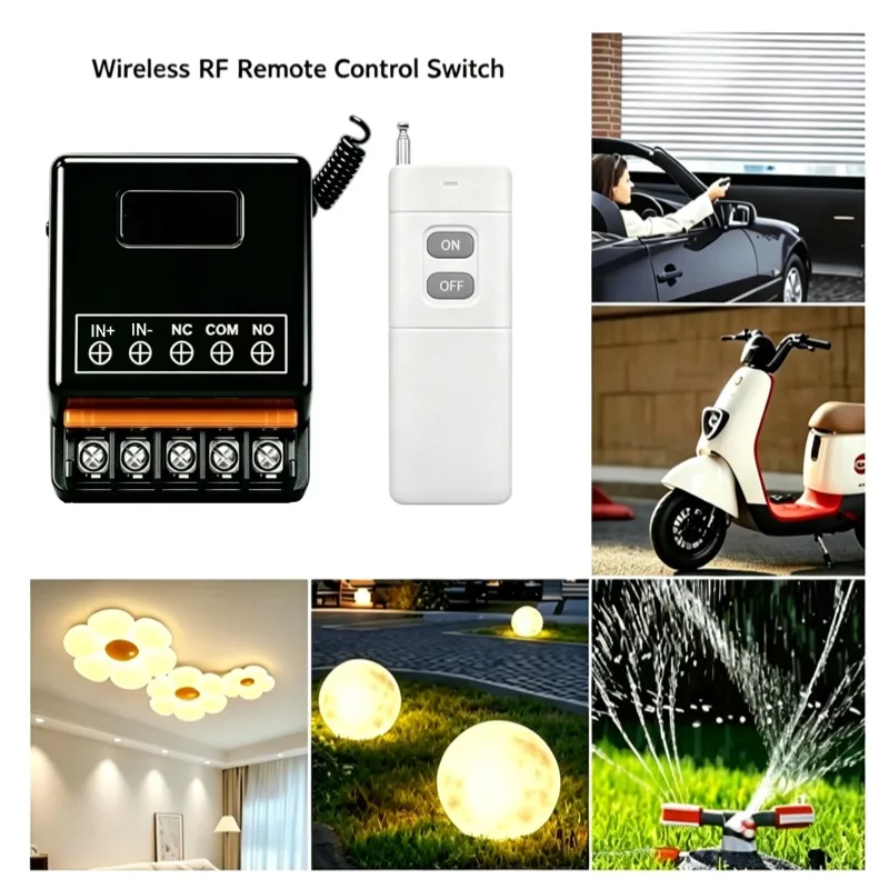 Hign Power On off Remote Control 433Mhz Remote Control Switch DC 12V 24V Transmitter for Water Pump Motor LED/Electric Appliance