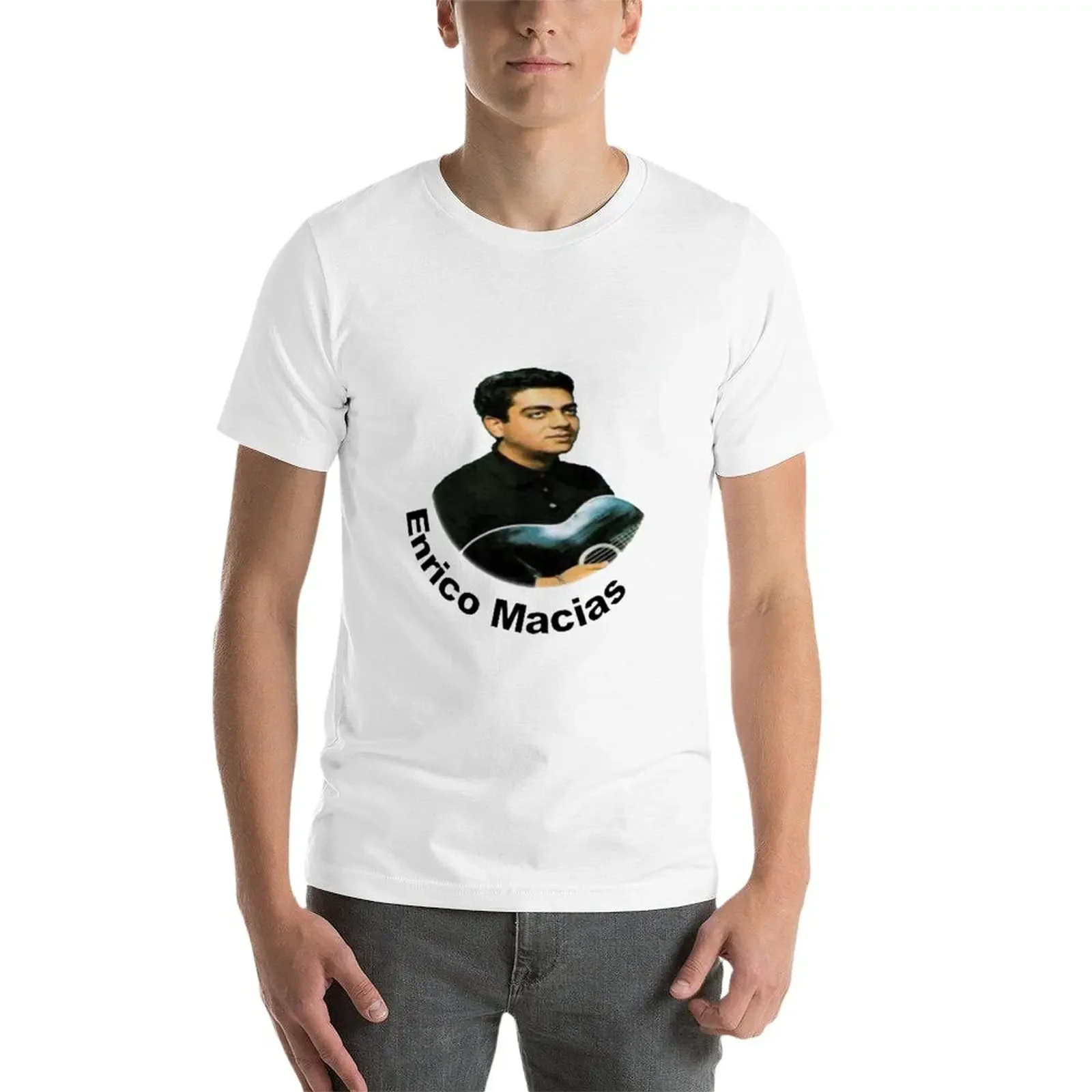 Camiseta de Enrico Macias para hombre, Camisa de algodón con estampado de cantante francés, tops bonitos de anime