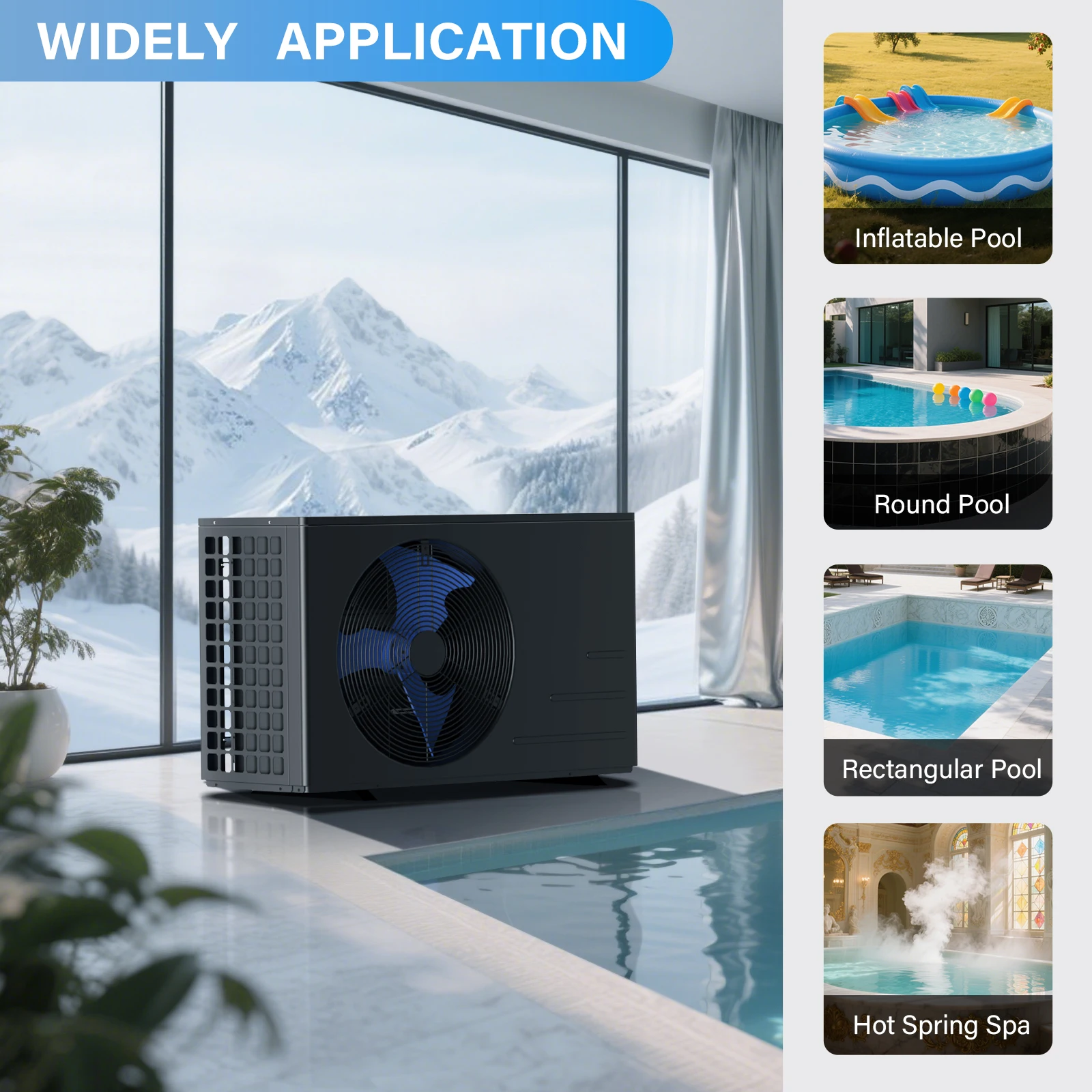 30K BTU for 12K Gallon Pools - Energy Efficient, WiFi Control, Ultra Quiet 52dB, Works In/Above Ground Pool Heat Pump