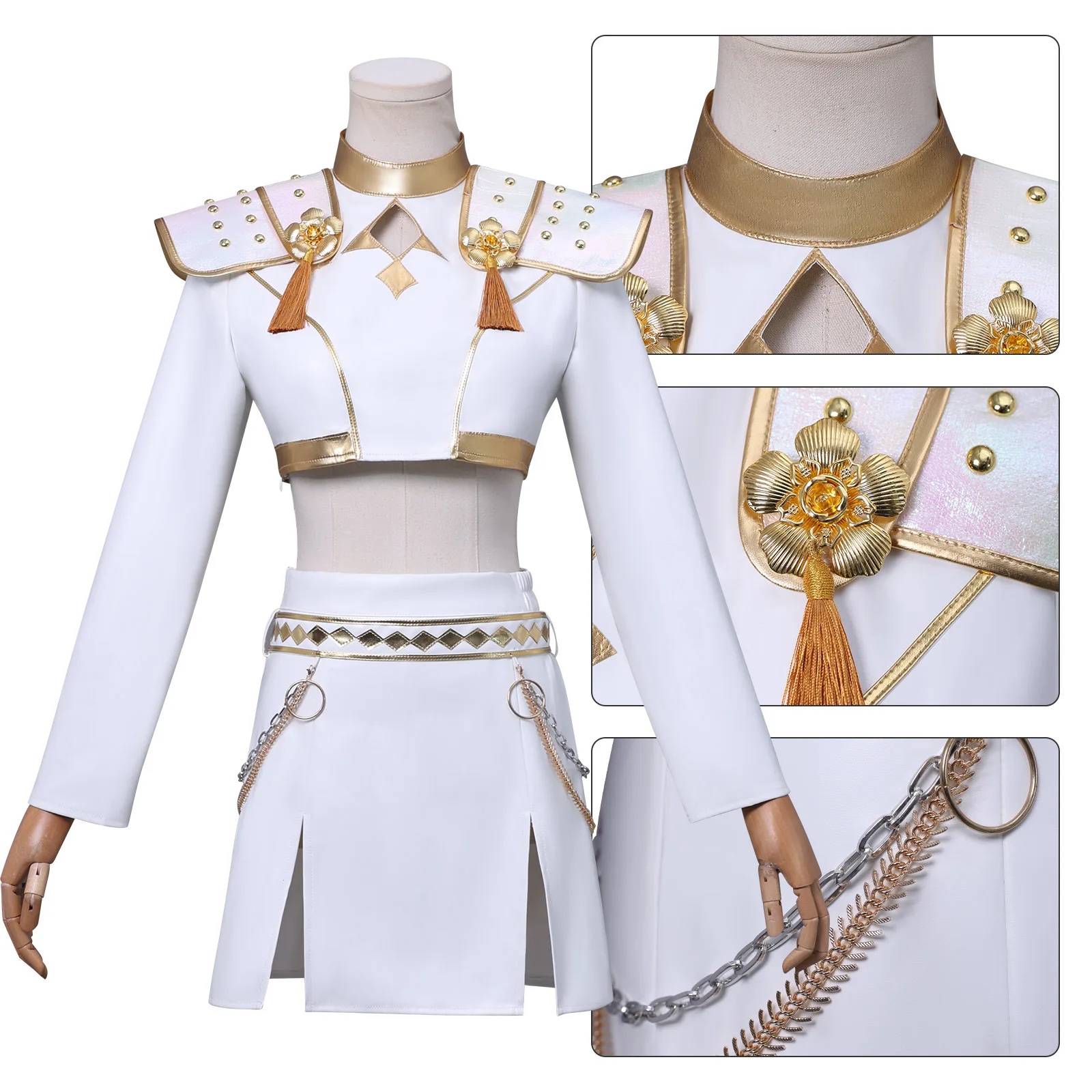 

Kpop Zoey Halloween Cosplay Costume Women White Set Demon Hunters Anime Themed Party Role Playing Carnival Outfit