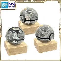 Pokemon Crystal Ball 3D Toys Snorlax Mewtwo Pikachu Plastic Wood Base with LED Light Kids Gift Collectable