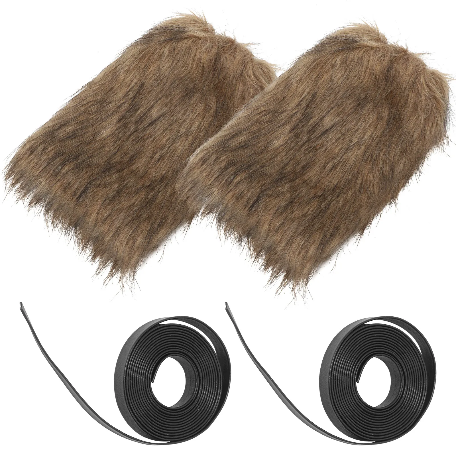 1 set 1 Set Brown Faux Leg Warmers Viking Style Elastic Strap For Halloween Cosplay Medieval Costume Accessories Women Men