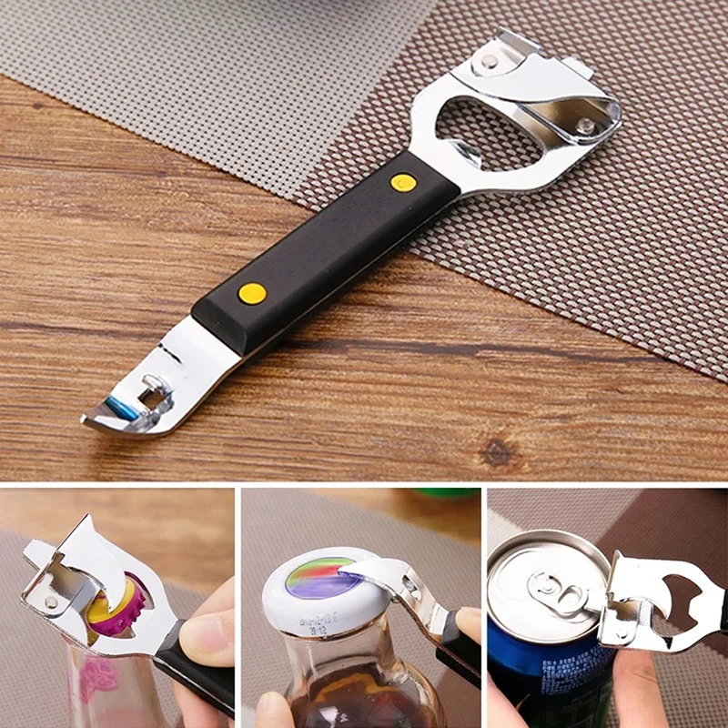 Can Opener Adjustable Stainless Steel Non-Slip Multifunction Manual Jar Bottle Opener Gadget Home Gadgets Accessories^..