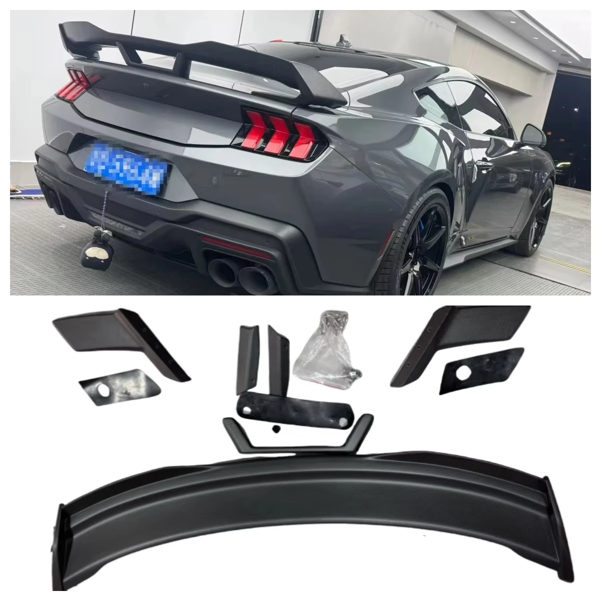 

2025 Black Horse Carbon Fiber Rear Bumper Spoiler Wing