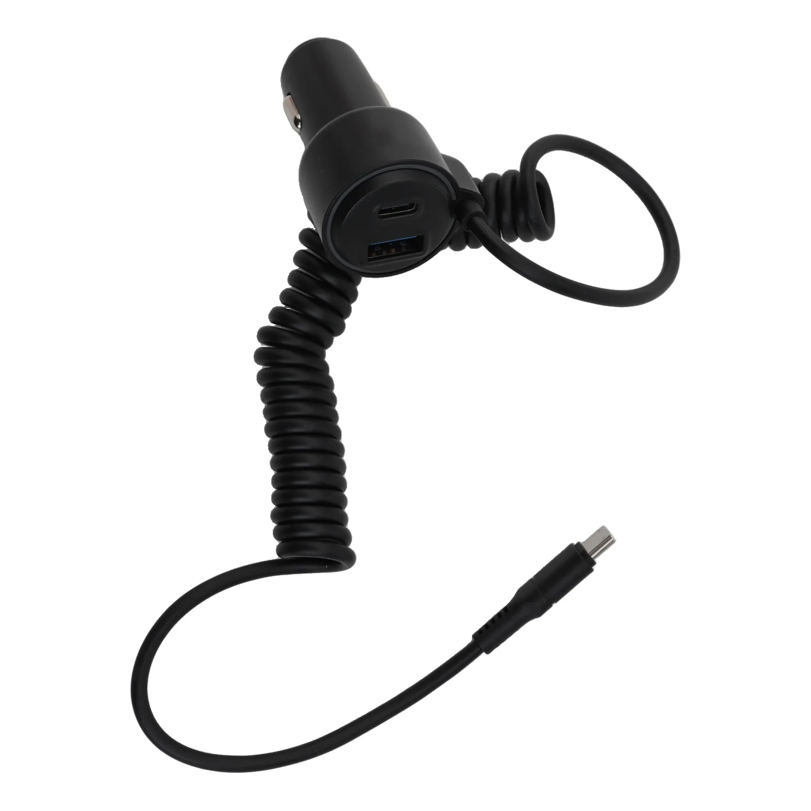 75W USB C Car Charger with Fast Charging and LED Indicator Supports QC 3 0 and PD Coiled Cable for Organized Vehicle Interior