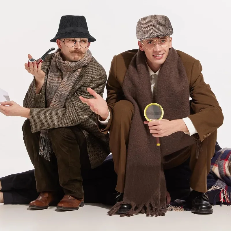 8 pcs Detective Costume Accessories for Adults Detective Hat Kit Outfit Party Decoration disfraz 80s kostum wizard accessories